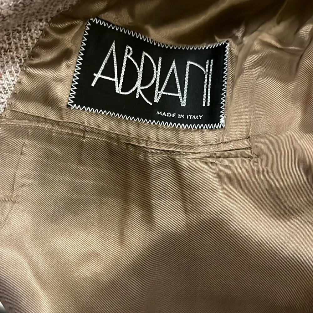 Abriani Made In Italy Mens Brown Tan Cream Tweed Blazer Sport Coat Jacket
